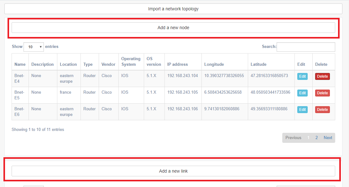 Node and link creation