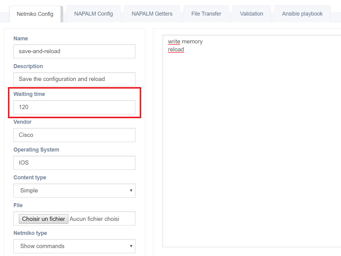 Save configuration and reload the device